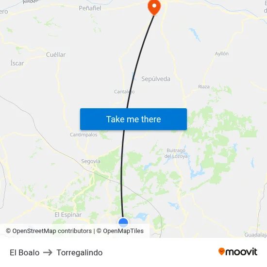 El Boalo to Torregalindo map