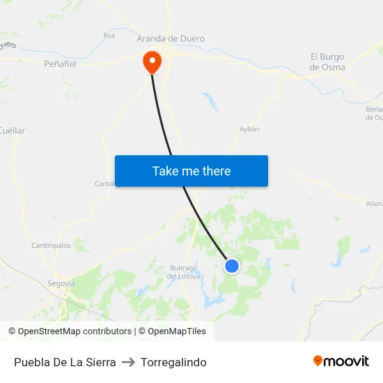 Puebla De La Sierra to Torregalindo map