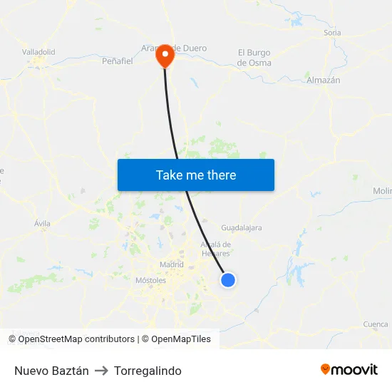Nuevo Baztán to Torregalindo map