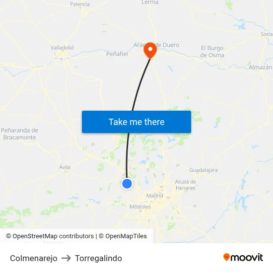 Colmenarejo to Torregalindo map