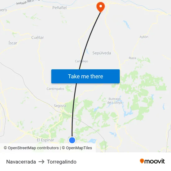 Navacerrada to Torregalindo map