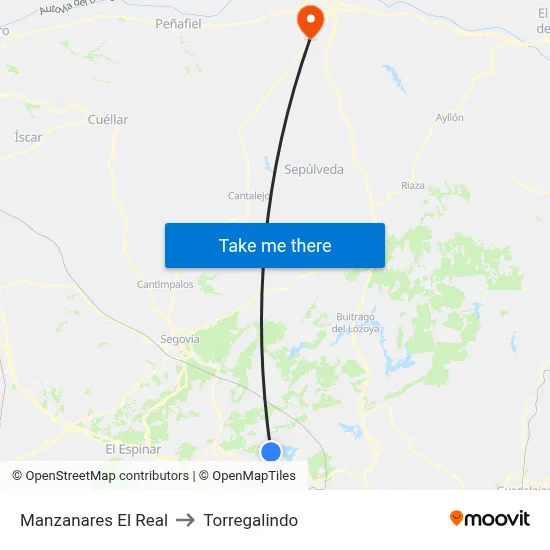 Manzanares El Real to Torregalindo map