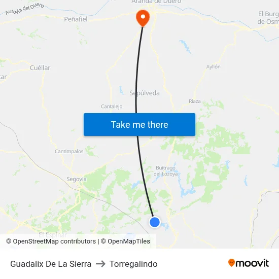 Guadalix De La Sierra to Torregalindo map