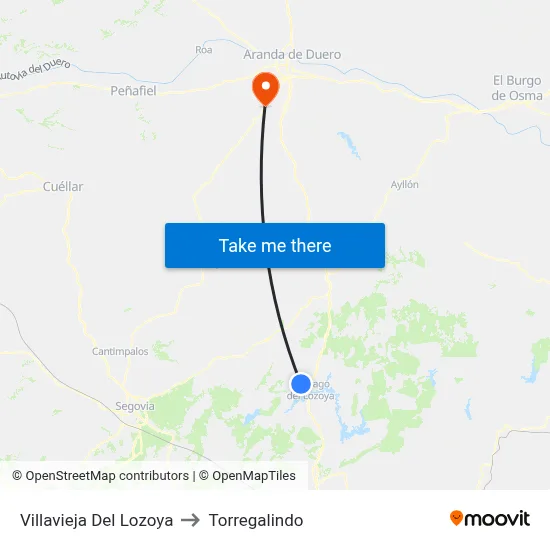 Villavieja Del Lozoya to Torregalindo map
