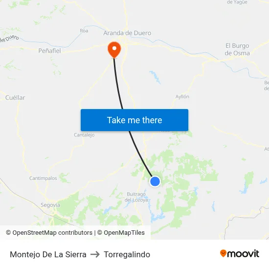 Montejo De La Sierra to Torregalindo map