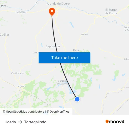 Uceda to Torregalindo map