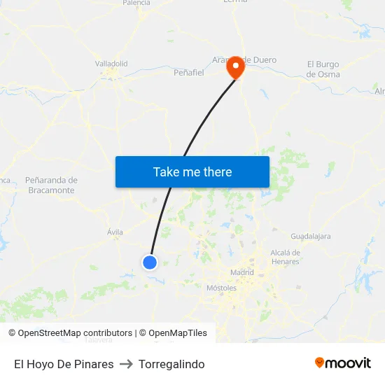 El Hoyo De Pinares to Torregalindo map
