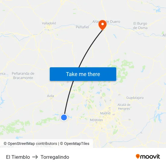 El Tiemblo to Torregalindo map
