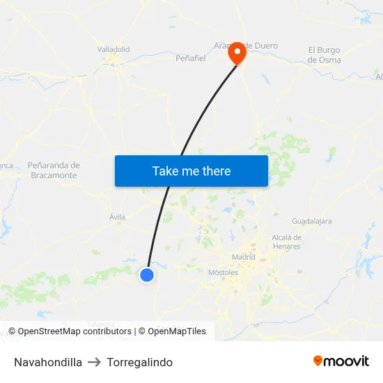 Navahondilla to Torregalindo map