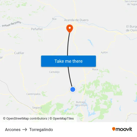 Arcones to Torregalindo map