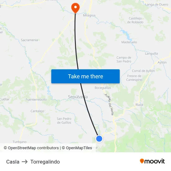 Casla to Torregalindo map