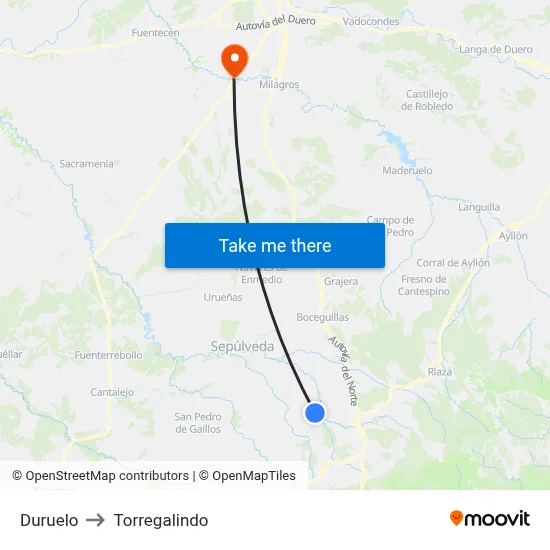 Duruelo to Torregalindo map