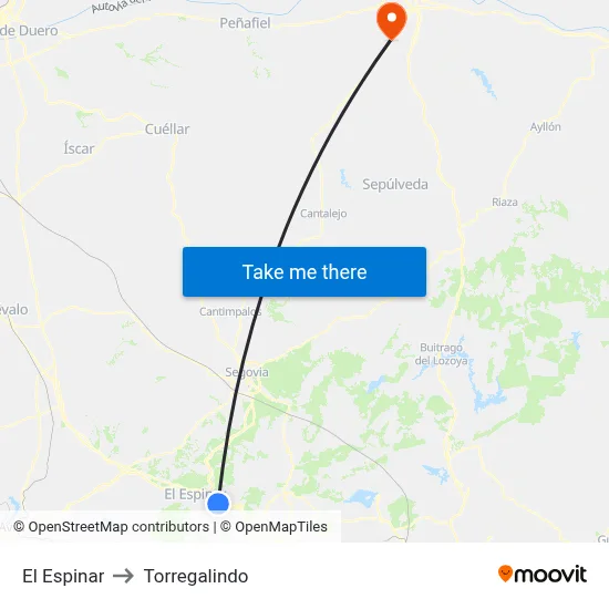El Espinar to Torregalindo map