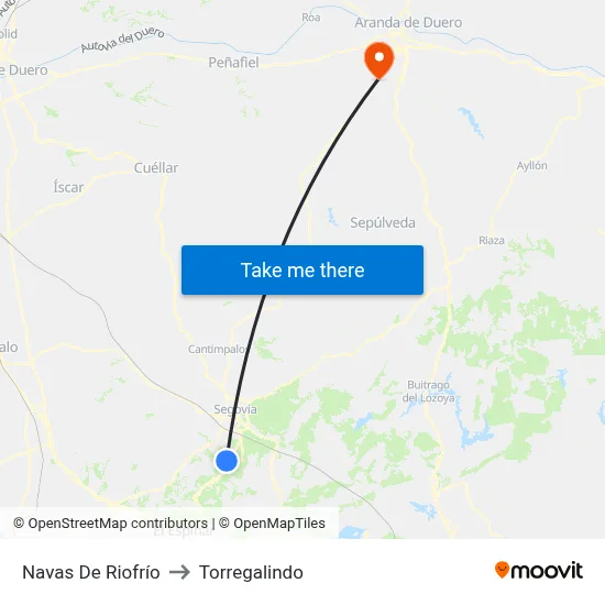 Navas De Riofrío to Torregalindo map