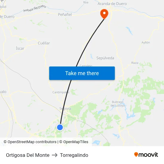 Ortigosa Del Monte to Torregalindo map
