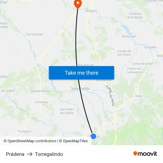 Prádena to Torregalindo map