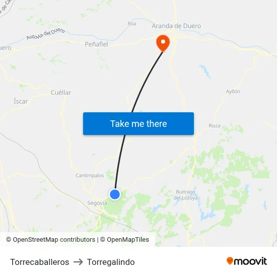 Torrecaballeros to Torregalindo map
