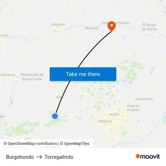 Burgohondo to Torregalindo map