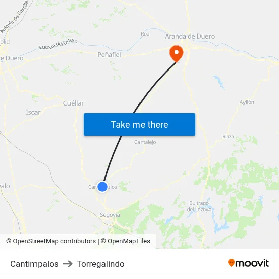 Cantimpalos to Torregalindo map