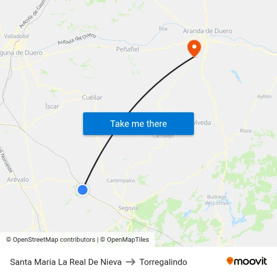 Santa María La Real De Nieva to Torregalindo map