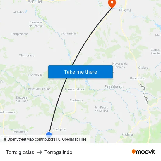 Torreiglesias to Torregalindo map