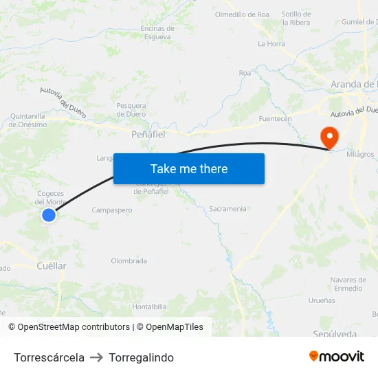 Torrescárcela to Torregalindo map