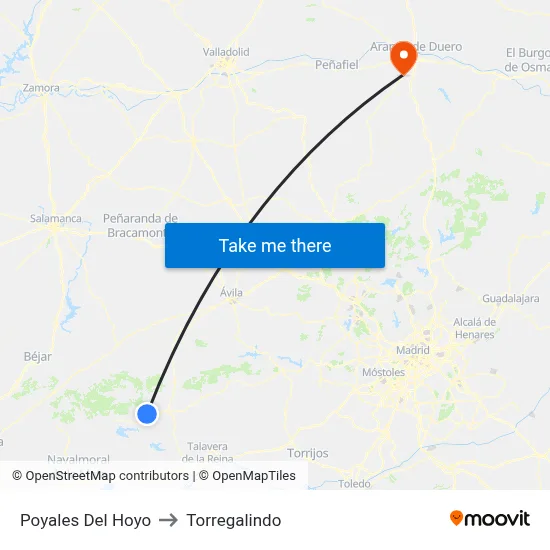 Poyales Del Hoyo to Torregalindo map