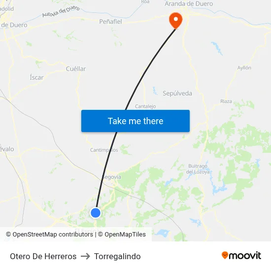 Otero De Herreros to Torregalindo map