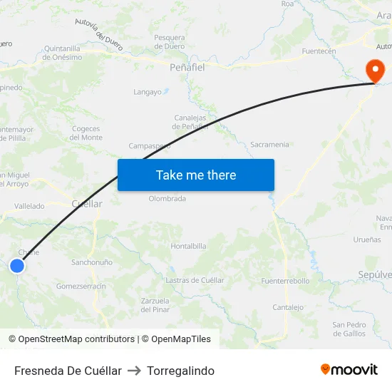 Fresneda De Cuéllar to Torregalindo map