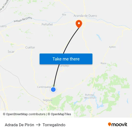 Adrada De Pirón to Torregalindo map