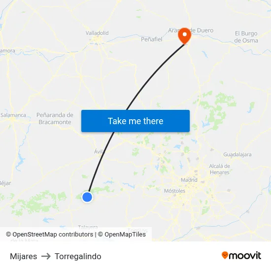 Mijares to Torregalindo map