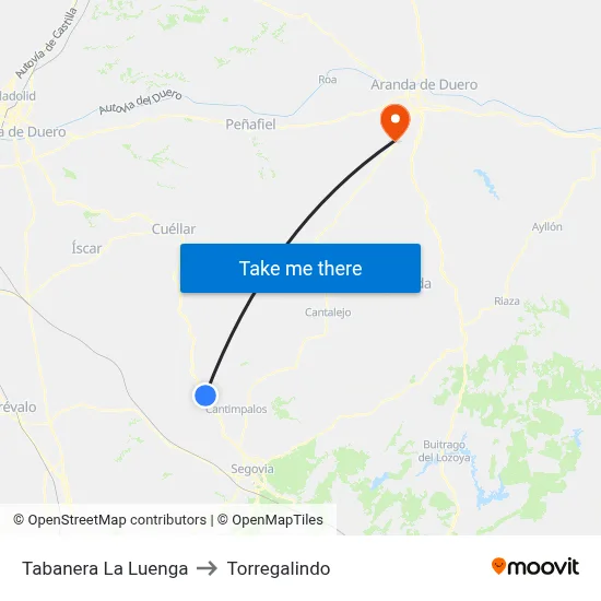 Tabanera La Luenga to Torregalindo map