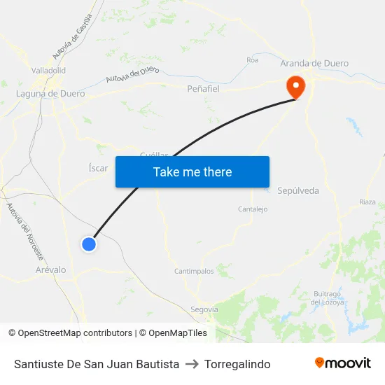 Santiuste De San Juan Bautista to Torregalindo map