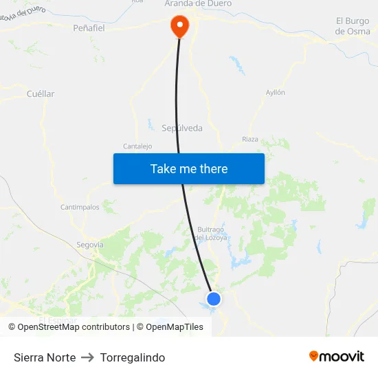 Sierra Norte to Torregalindo map