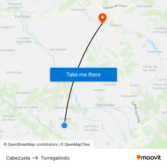 Cabezuela to Torregalindo map