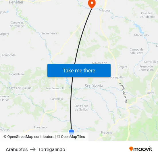 Arahuetes to Torregalindo map