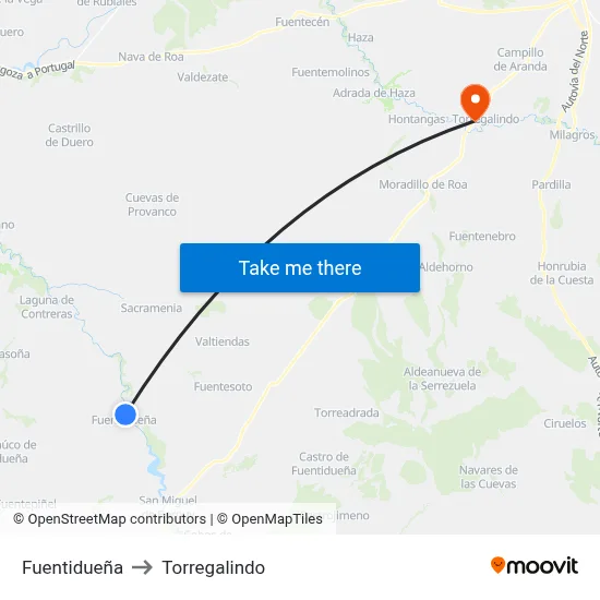 Fuentidueña to Torregalindo map