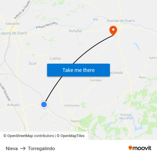 Nieva to Torregalindo map