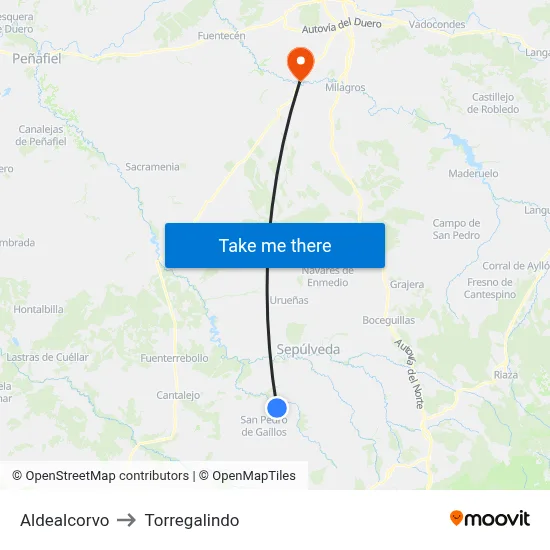 Aldealcorvo to Torregalindo map