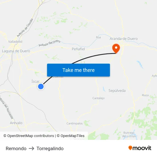 Remondo to Torregalindo map