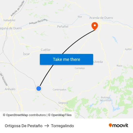 Ortigosa De Pestaño to Torregalindo map