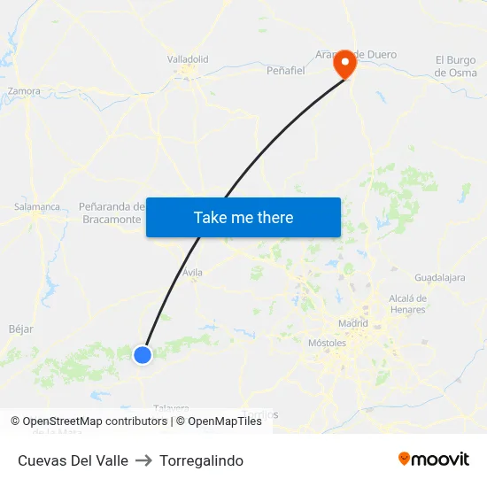 Cuevas Del Valle to Torregalindo map