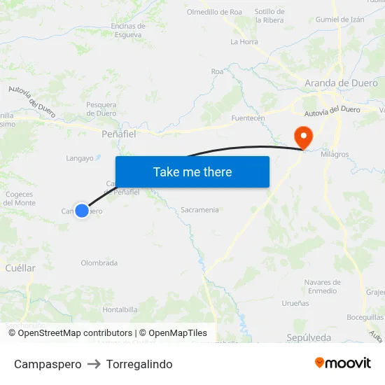 Campaspero to Torregalindo map