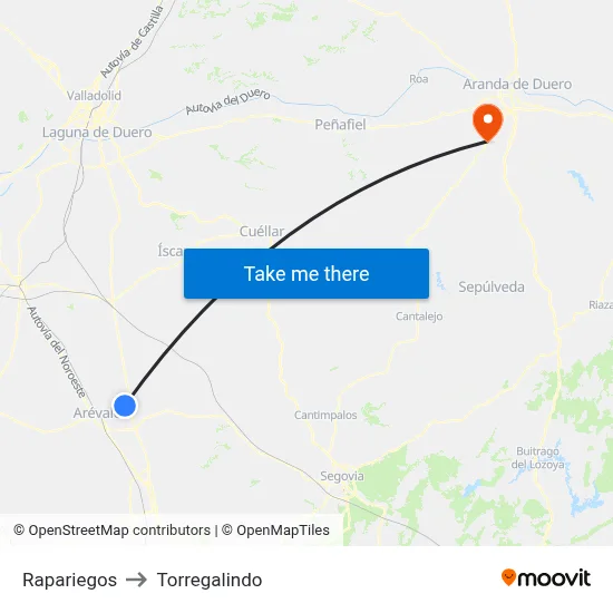 Rapariegos to Torregalindo map