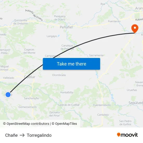 Chañe to Torregalindo map
