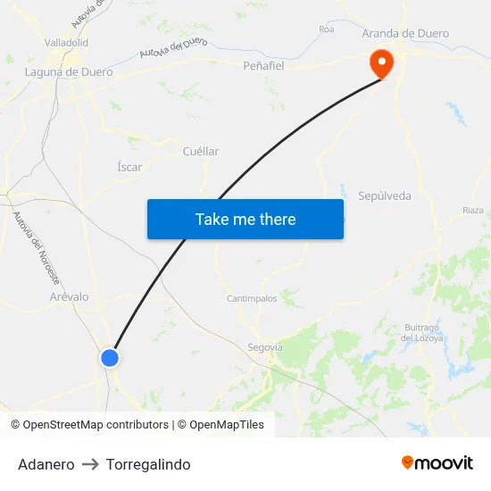 Adanero to Torregalindo map