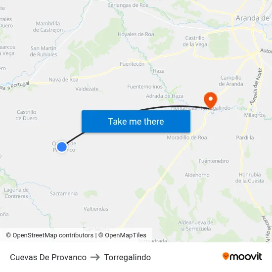 Cuevas De Provanco to Torregalindo map