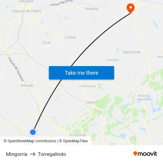Mingorría to Torregalindo map
