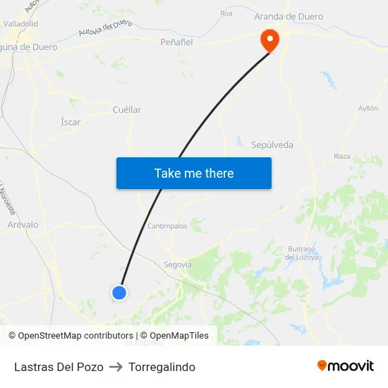 Lastras Del Pozo to Torregalindo map