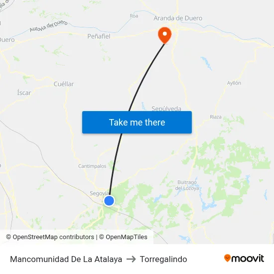 Mancomunidad De La Atalaya to Torregalindo map